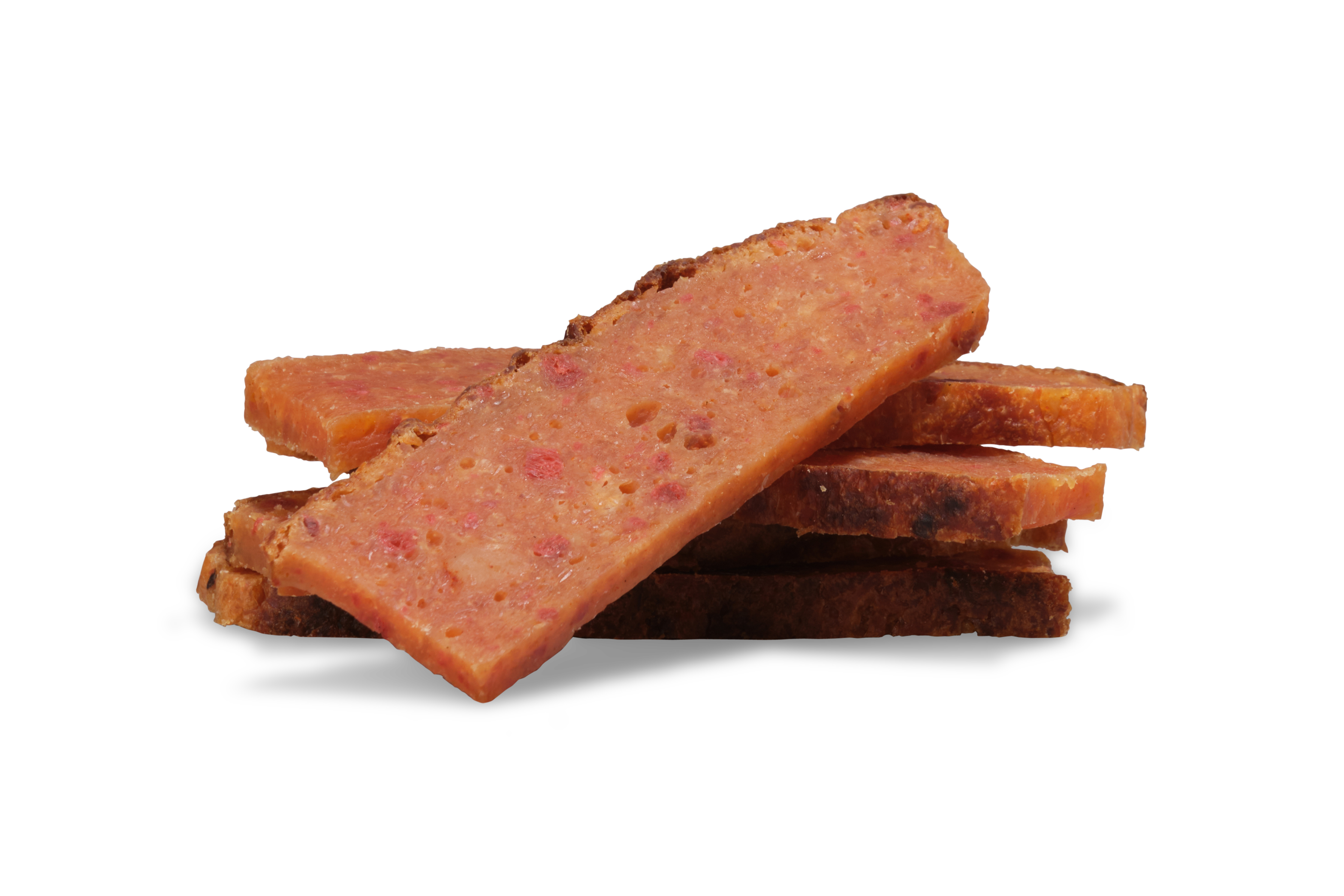 Stack of saint roccos meat lover slices on a white background