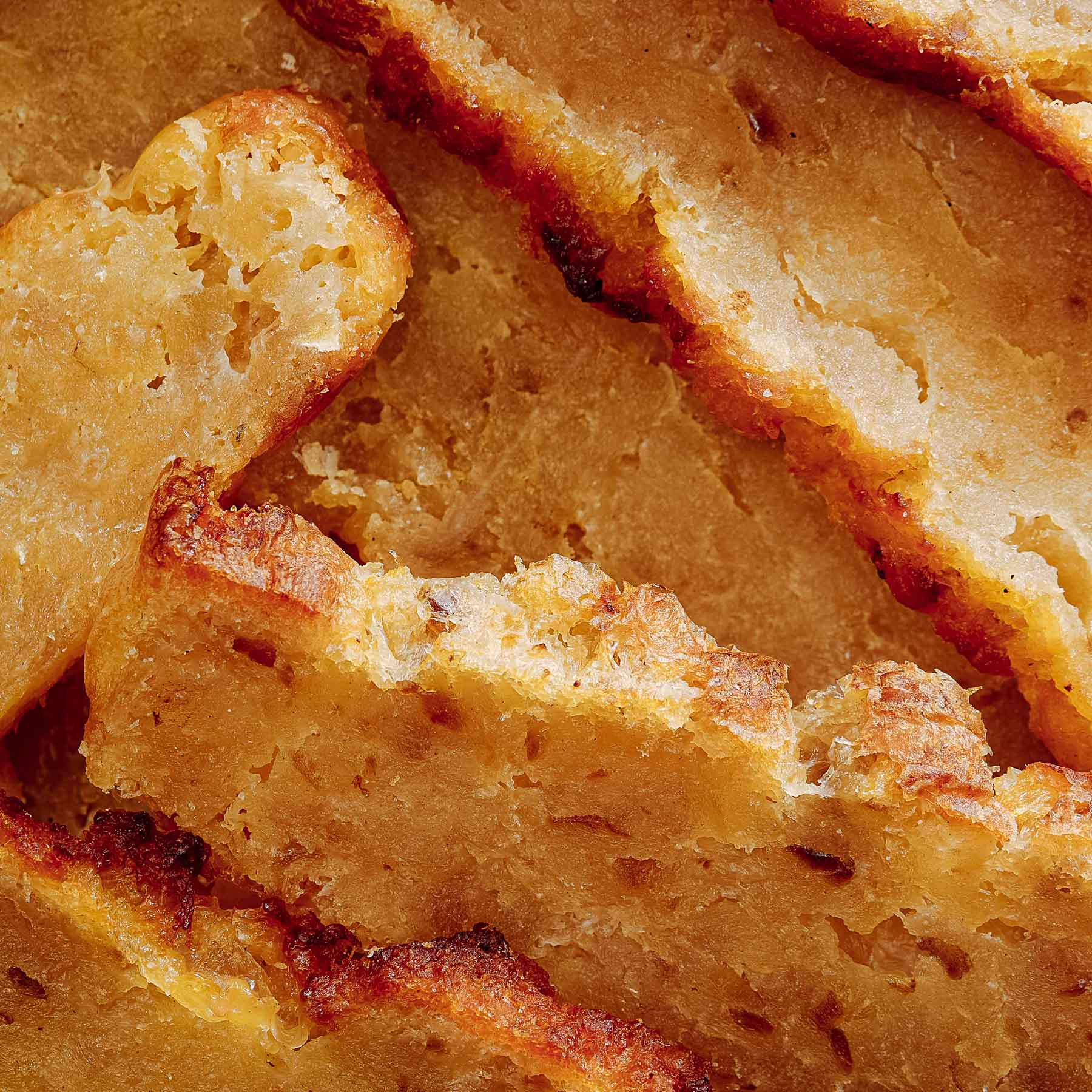 Zoomed in texture shot of alaskan cod treats.
