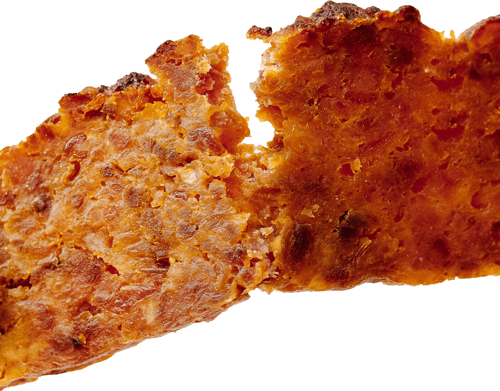 Easy to break texture of pork & apple treat.