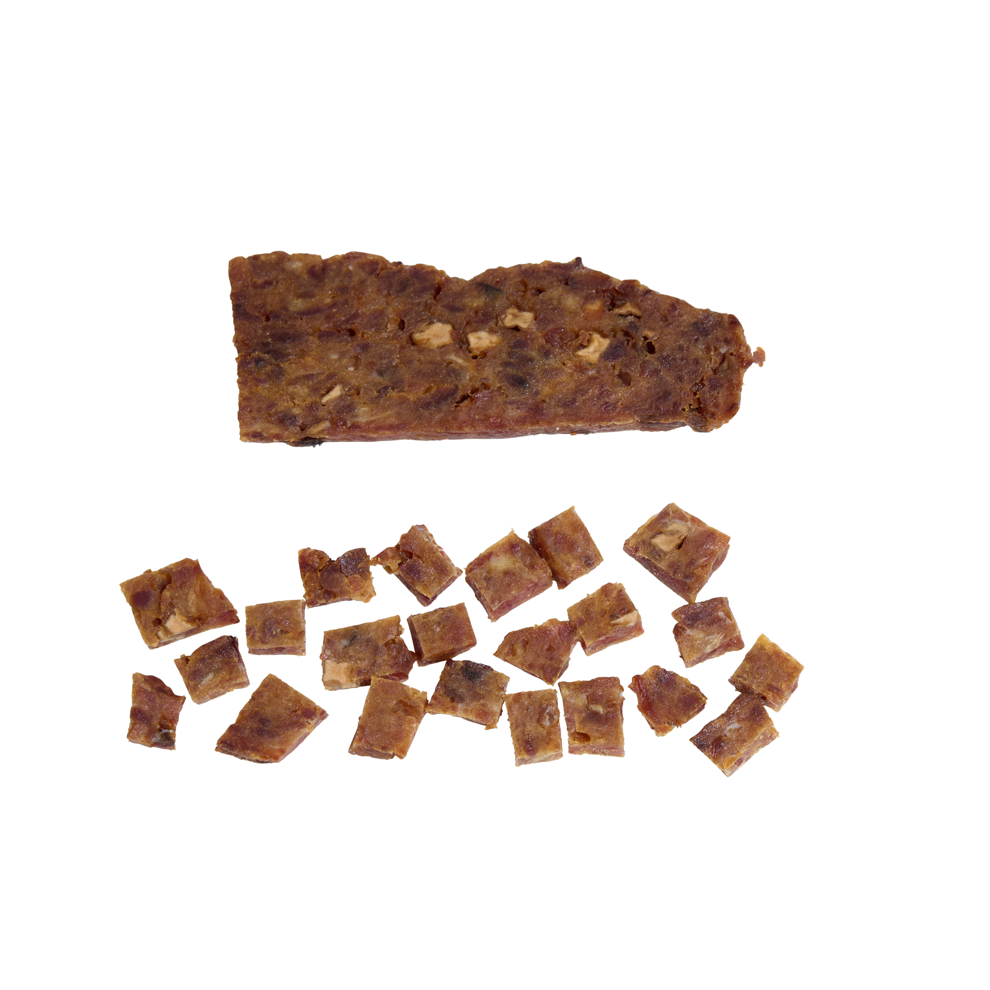 Saint Rocco's Pork & Apple Dog Treat. One full treat cut up into 15 training treats.