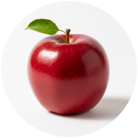 Red apple with a green leaf on a white background