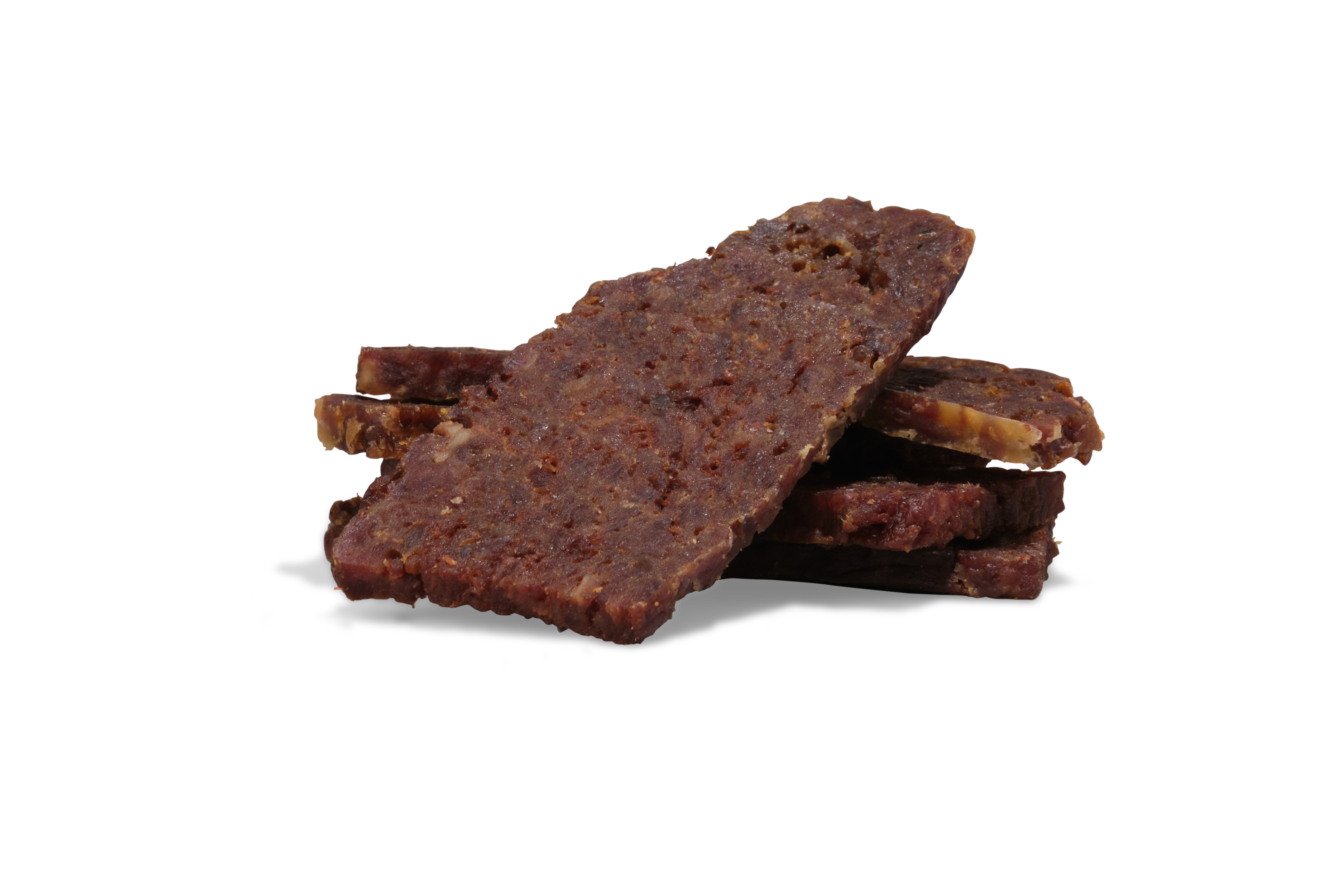 Stack of saint roccos beef and pumpkin treats on a white background