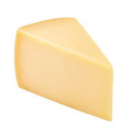 Triangular piece of cheese on a white background