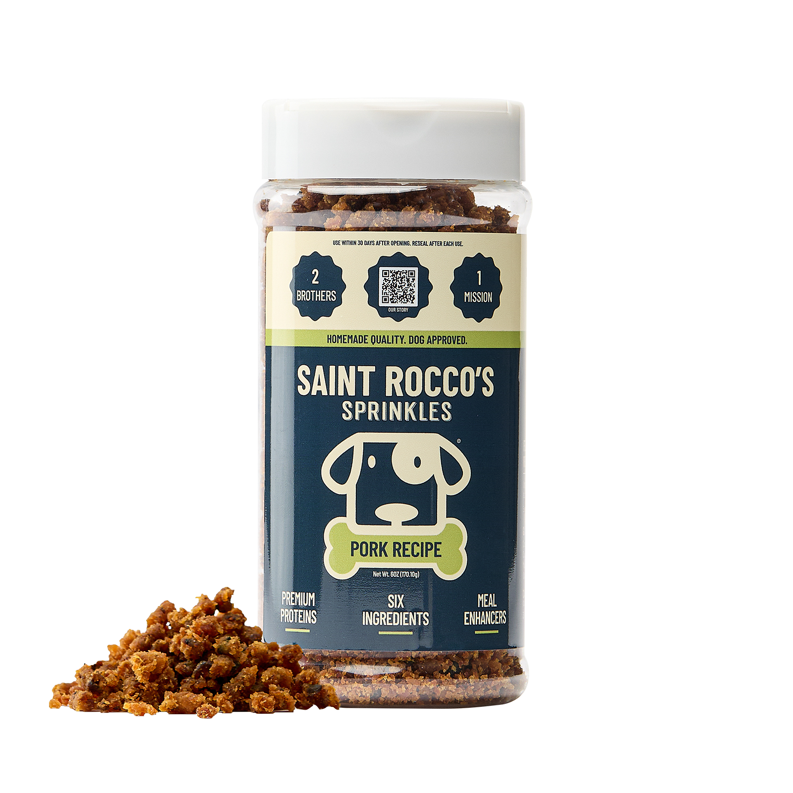 Pork sprinkle front of bottle shot.
