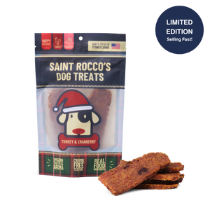 Saint Rocco's Treats Turkey & Cranberry dog treats are artisan snacks, ideal as festive holiday treats your pup will love.