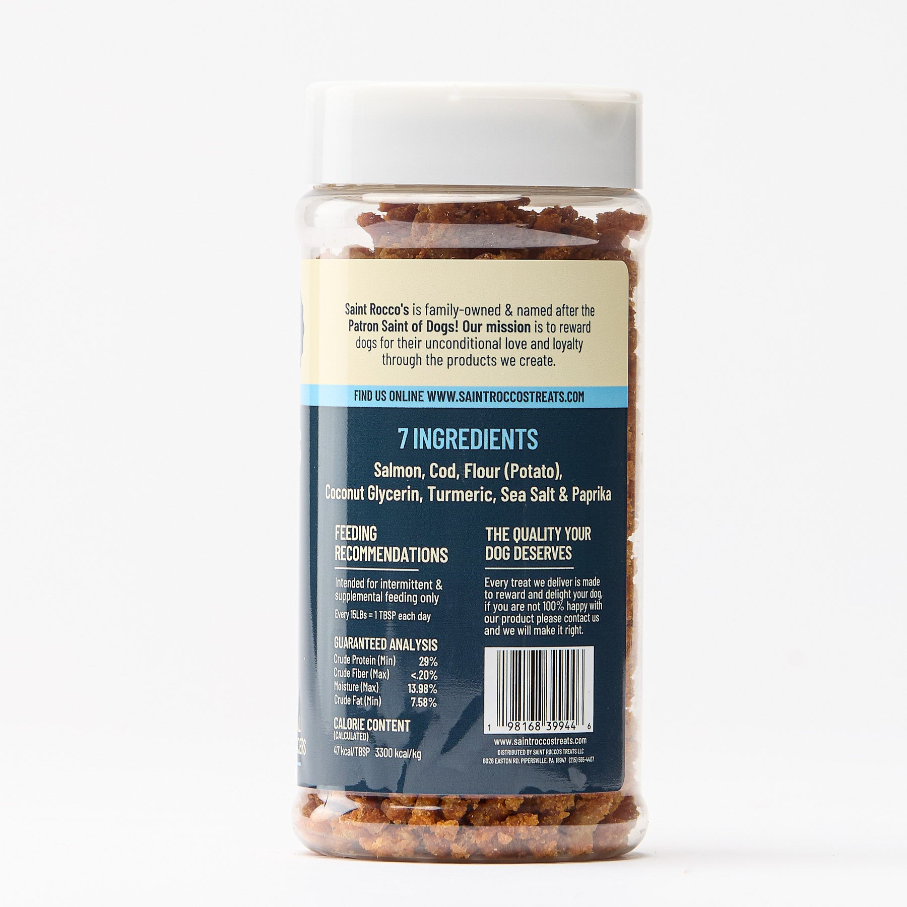 FIsh sprinkle back of bottle shot.