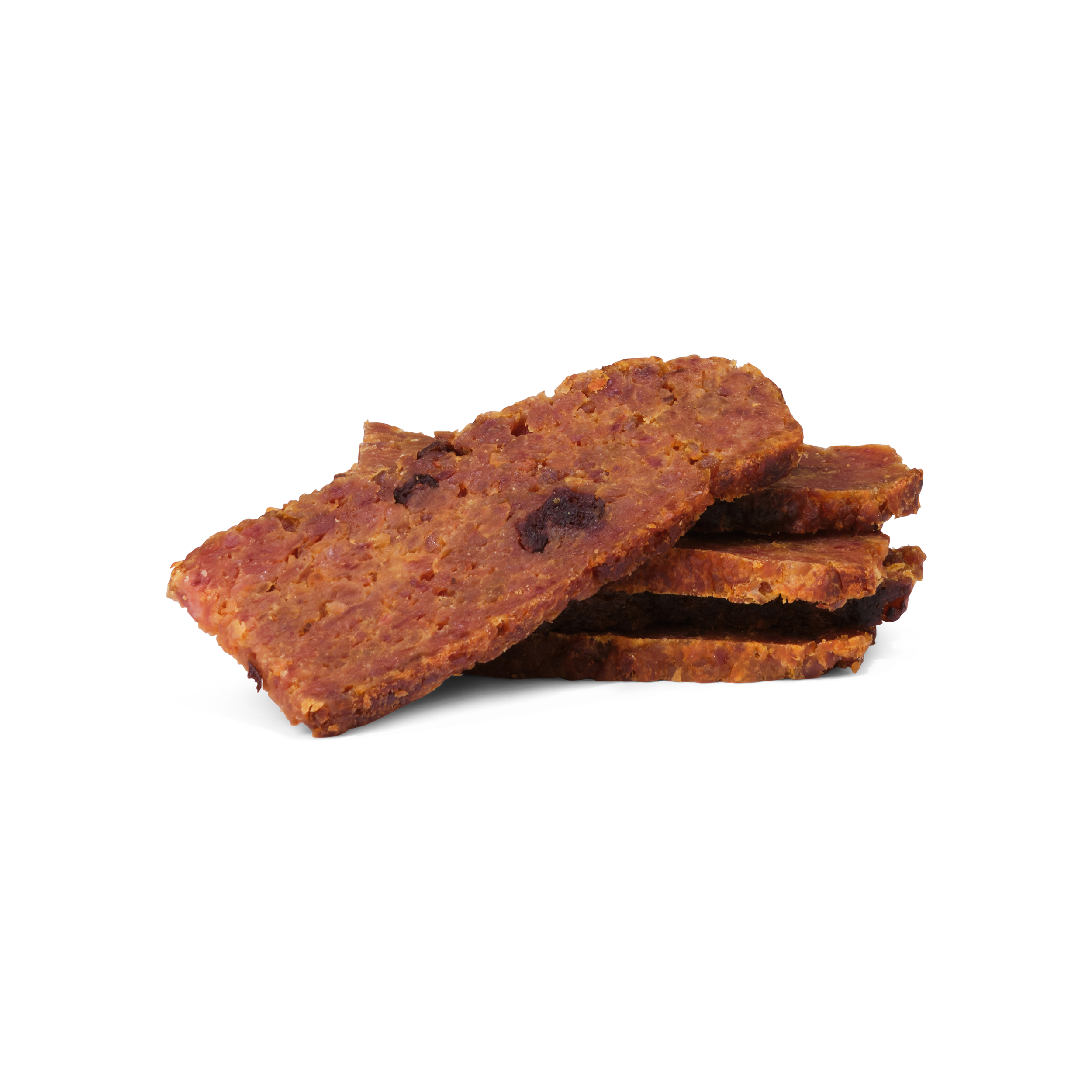 Turkey and Cranberry Dog treats stacked on a white background
