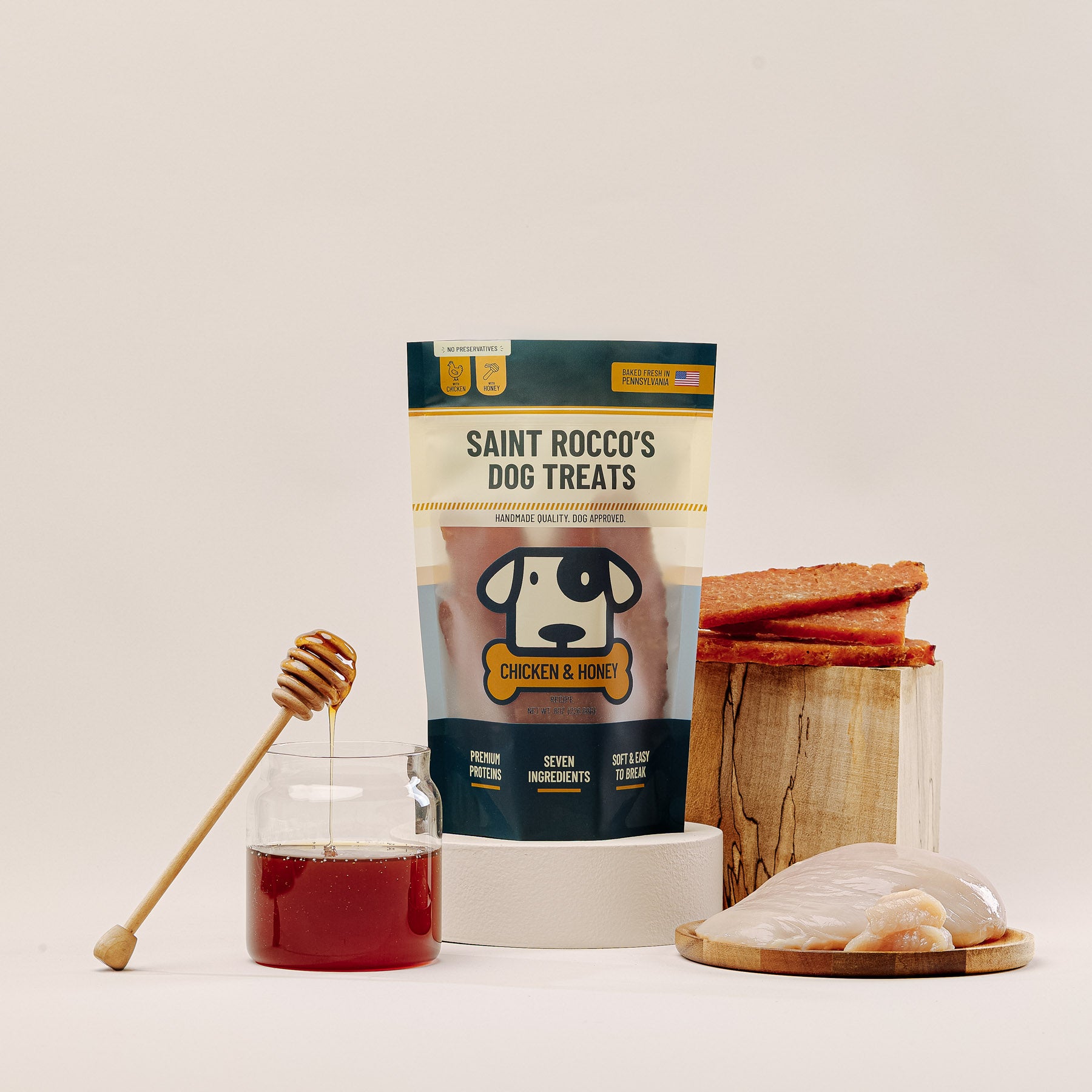 Chicken and honey ingredient shot.