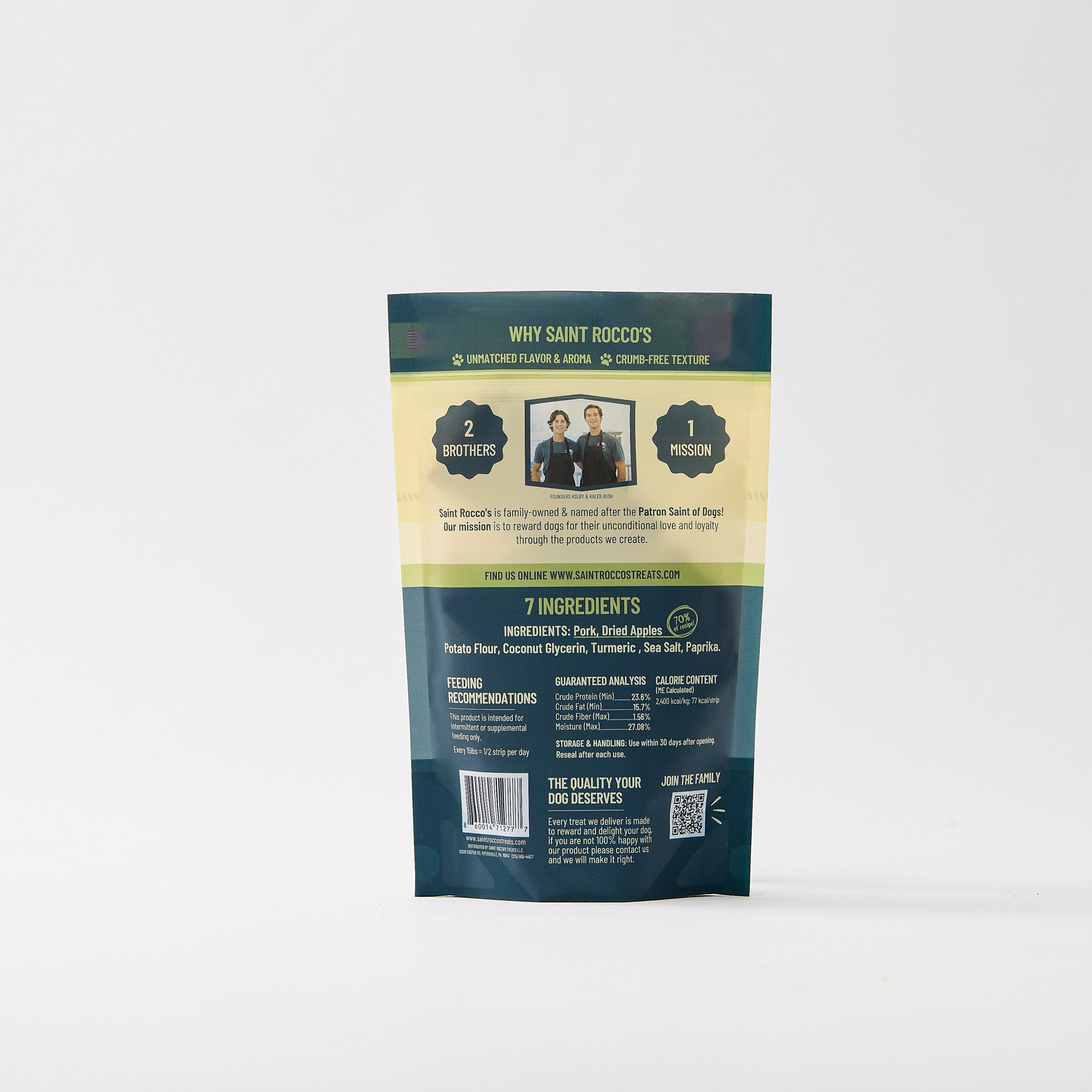 Back of package of the pork & apple treat.