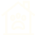 A faint outline of a house with a paw print inside, suggesting a pet-friendly home or animal shelter.